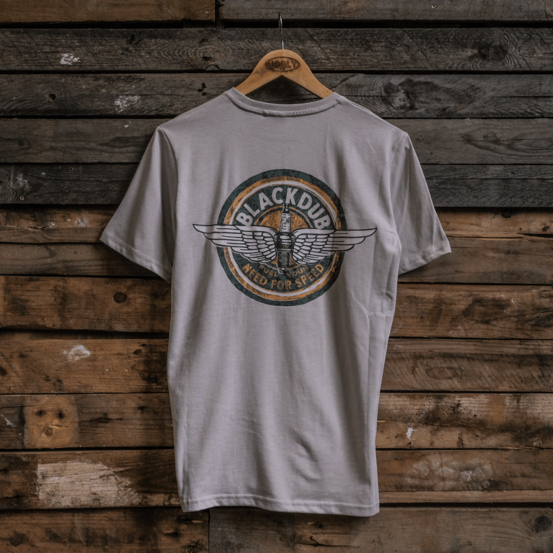 Uggly and Co Black Dub Circle Wings Cotton Graphic Tee – Stone
