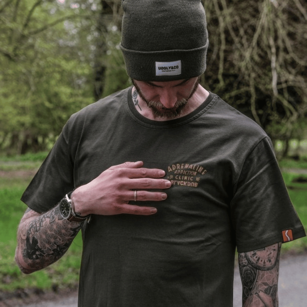 Uggly and Co Adrenaline Addiction Green Graphic Motorcycle Tee