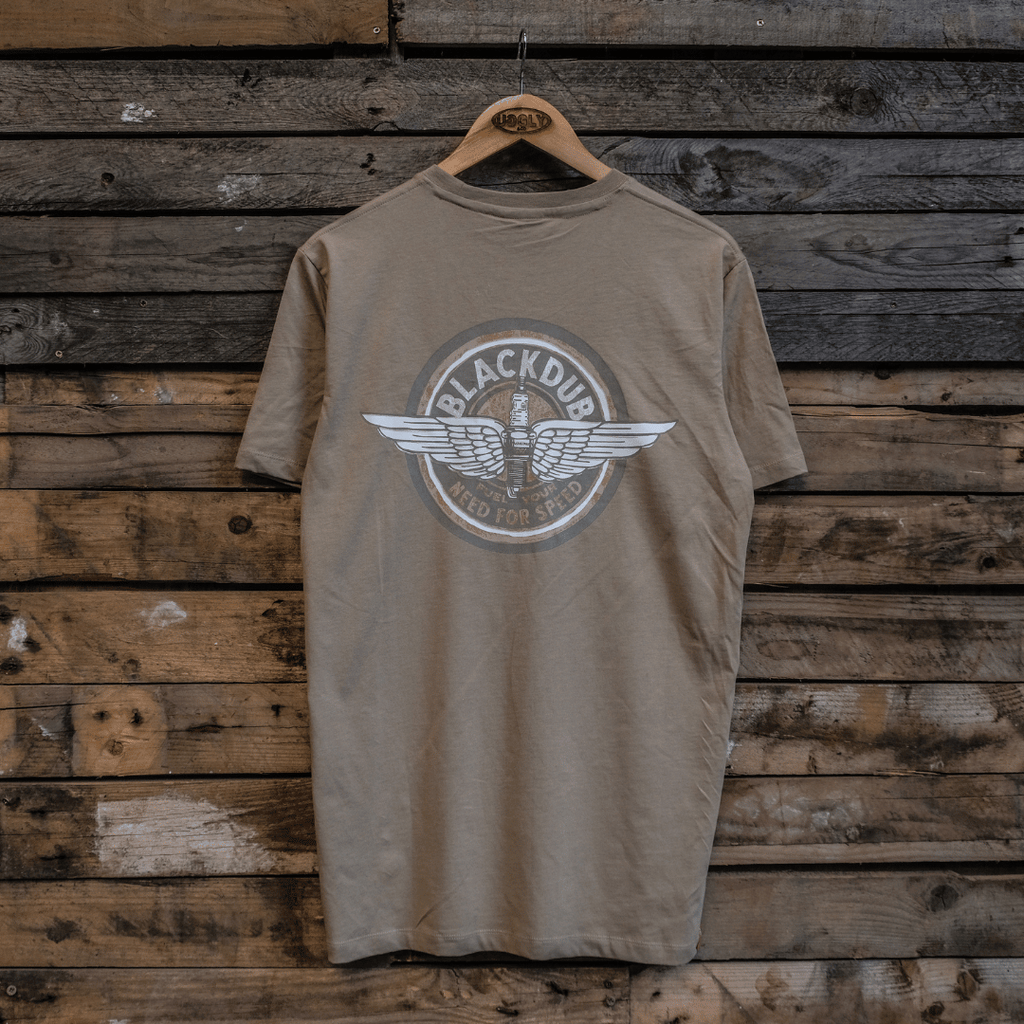 Uggly and Co Circle Wings Heavyweight Cotton Biker Tee - Beige