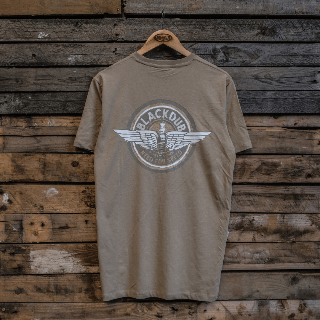 Uggly and Co Circle Wings Heavyweight Cotton Biker Tee - Beige