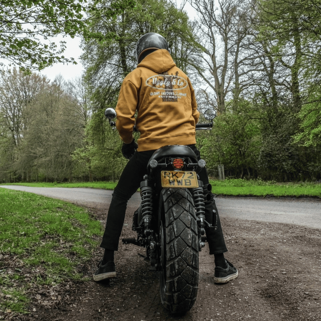 Uggly & Co Mustard No.1 Graphic Hoodie | Cotton Biker Racing Apparel