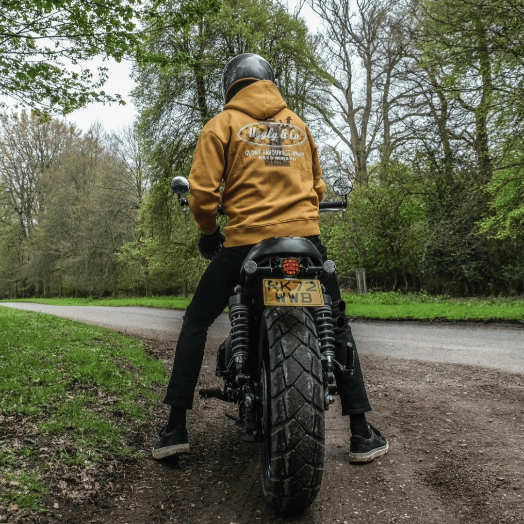 Uggly & Co Mustard No.1 Graphic Hoodie | Cotton Biker Racing Apparel