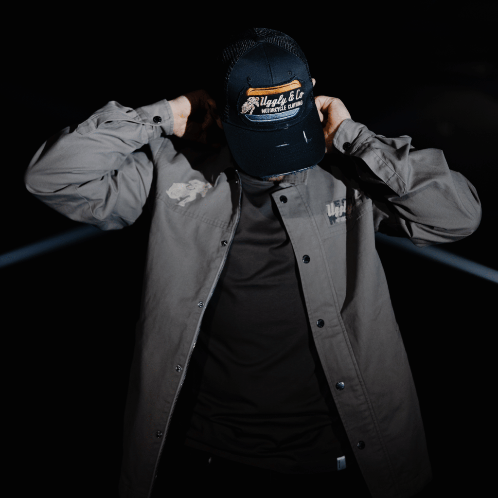 Uggly & Co Grey Flattrack Moto Shacket – Vintage Canvas Racing Jacket