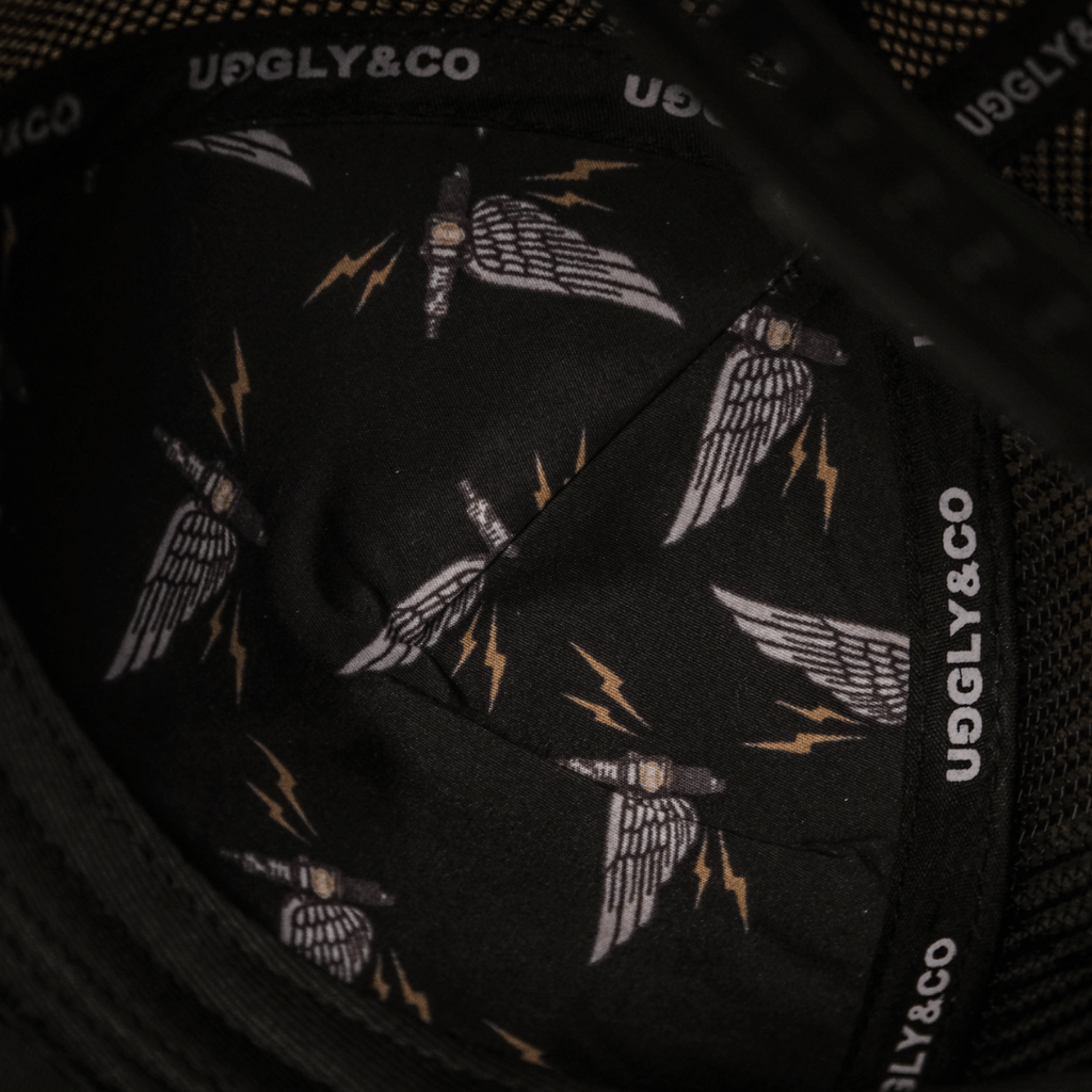 Uggly and Co Black Dub Garage Trucker Hat – Isle of Man Spark-Plug Cap