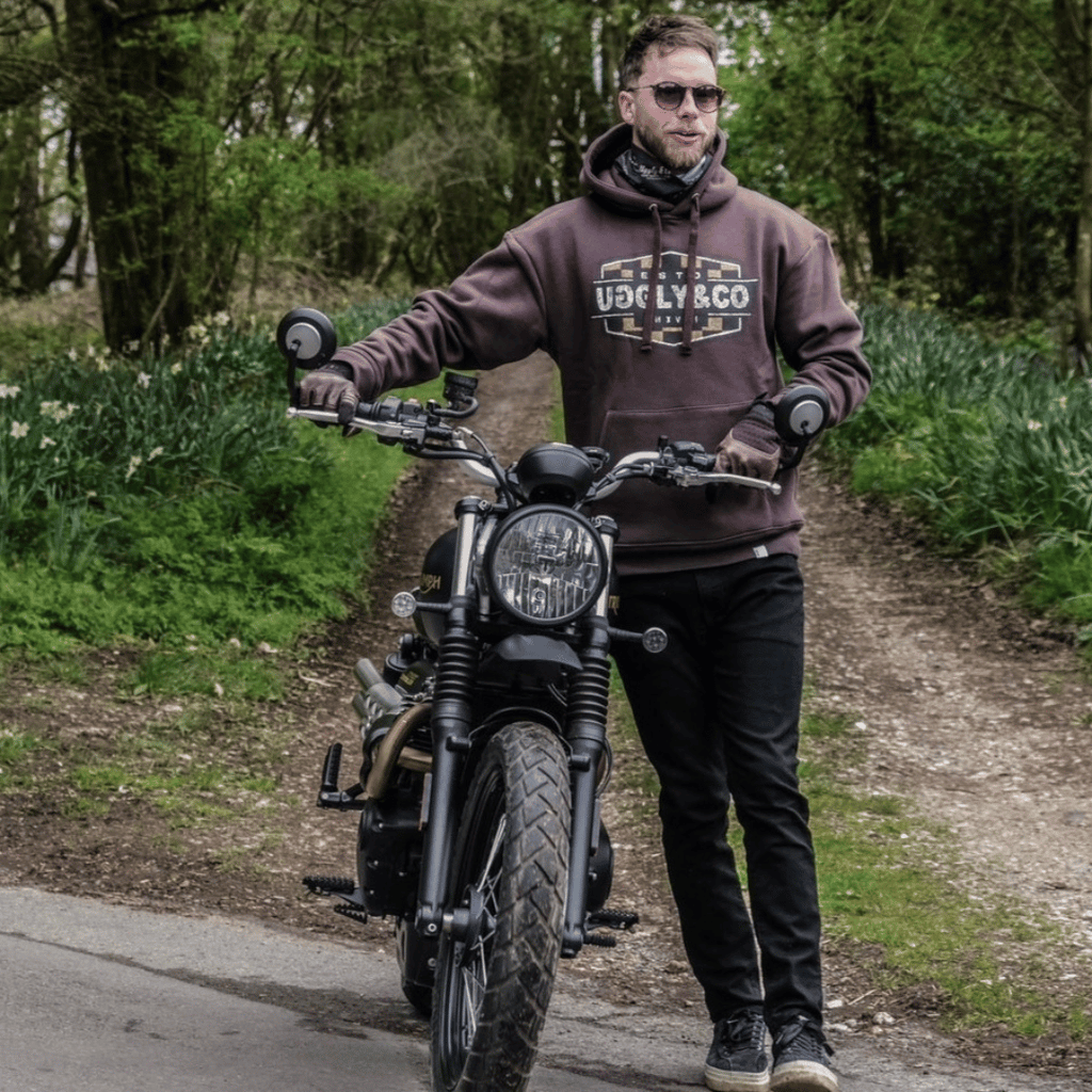 Uggly & Co Brown Chequered Hoodie – Heavyweight Vintage Motorcycle Style