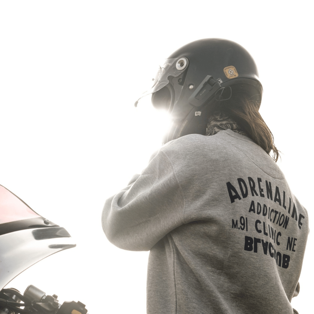 Uggly and Co Adrenaline Addiction Grey Cotton Motorcycle Jumper