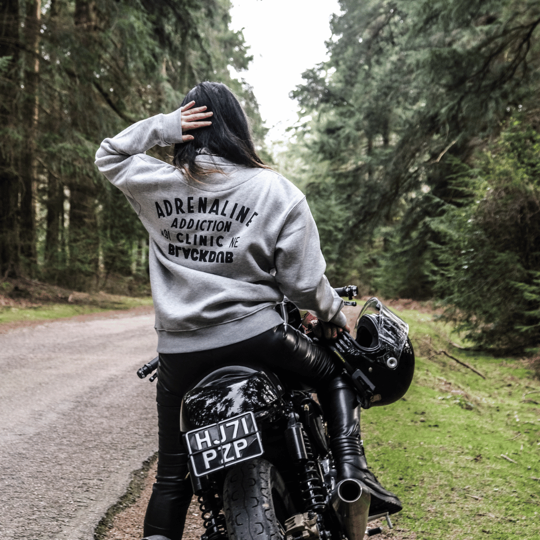 Uggly and Co Adrenaline Addiction Grey Cotton Motorcycle Jumper