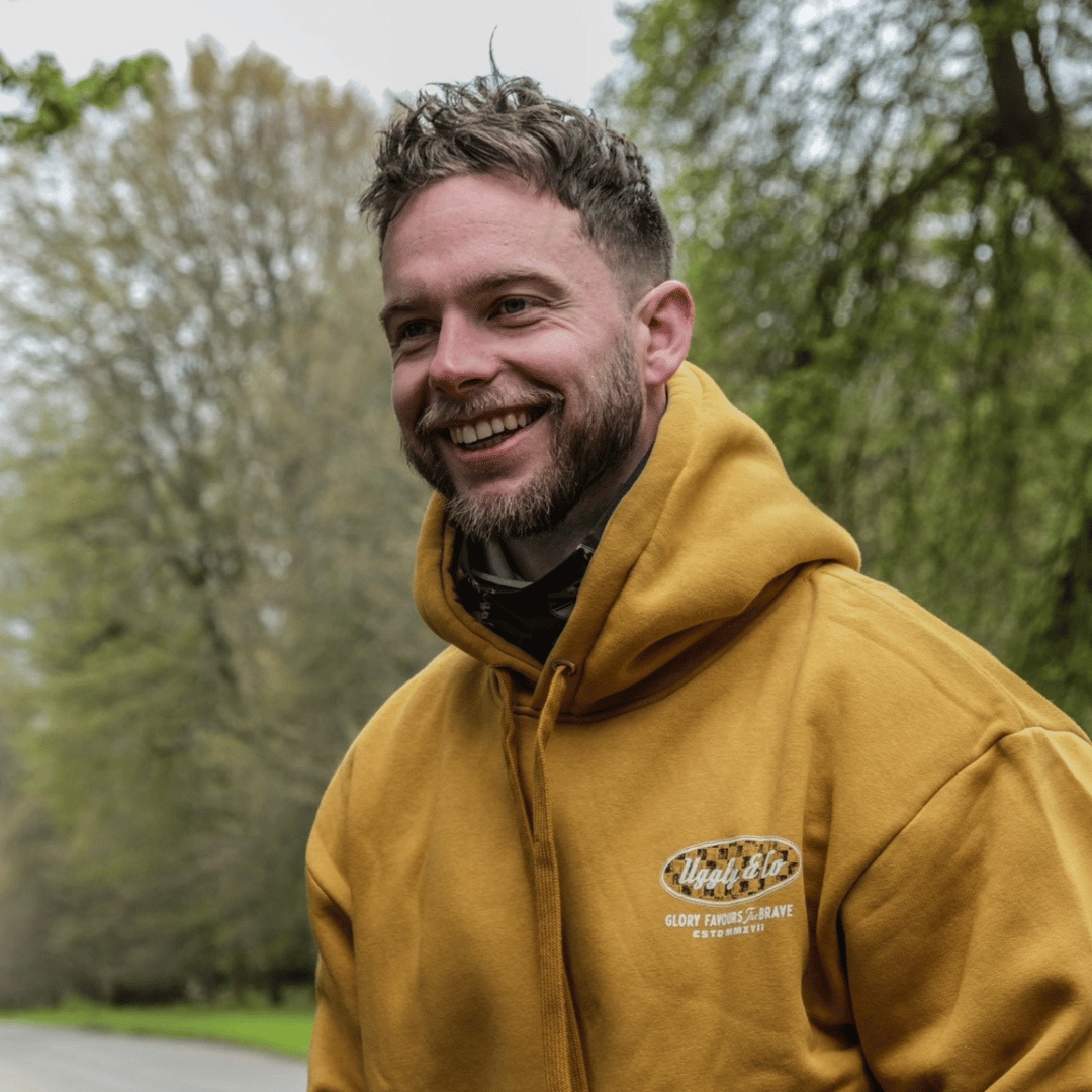 Uggly & Co Mustard No.1 Graphic Hoodie | Cotton Biker Racing Apparel