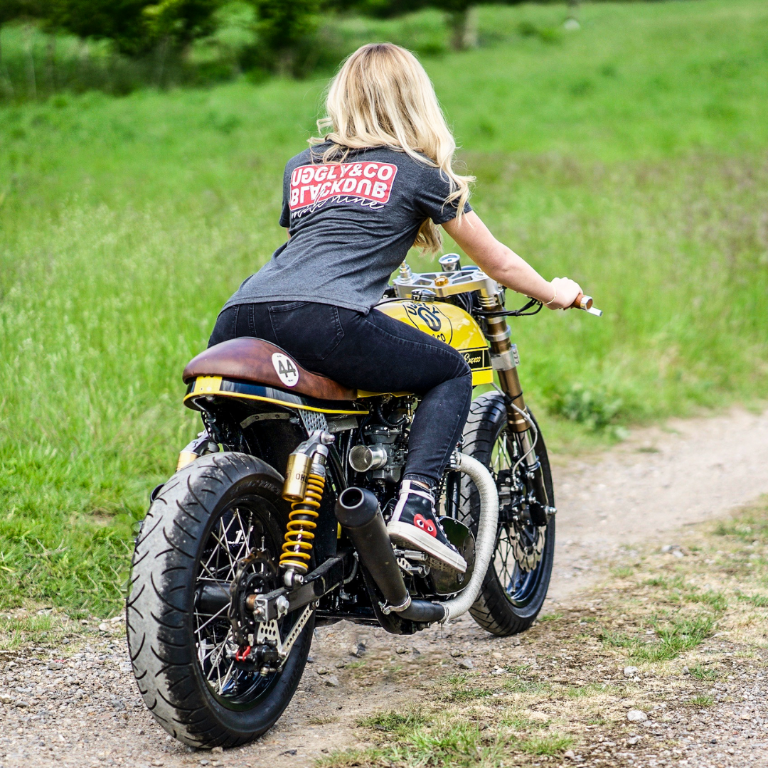 Uggly and Co x Black Dub Motorcycle Graphic Tee – Grey Cotton Fitted