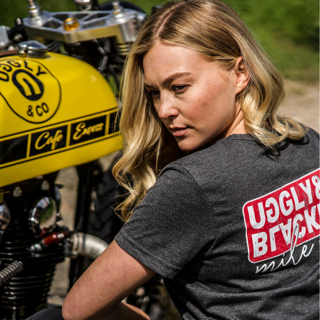 Uggly and Co x Black Dub Motorcycle Graphic Tee – Grey Cotton Fitted