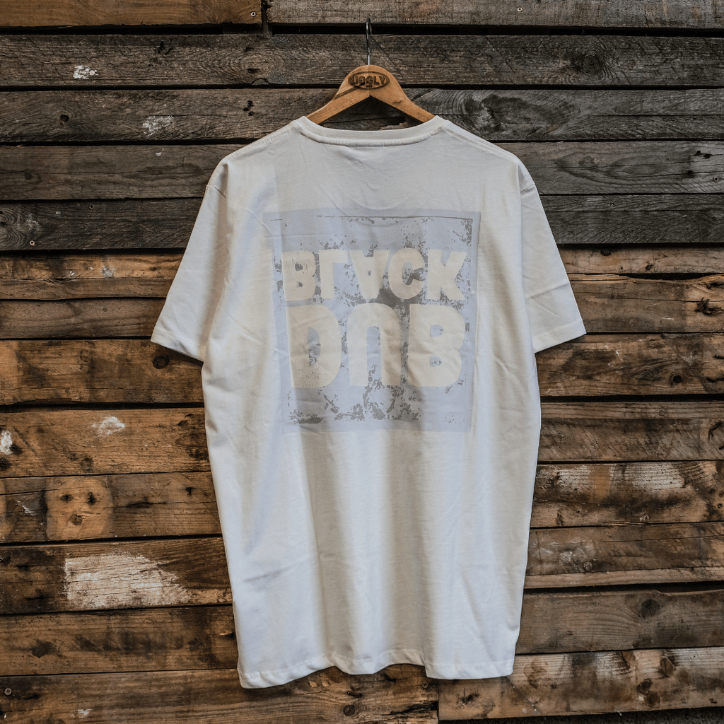 Uggly and Co Black Dub Poster Tee – White Heavyweight Cotton T-Shirt