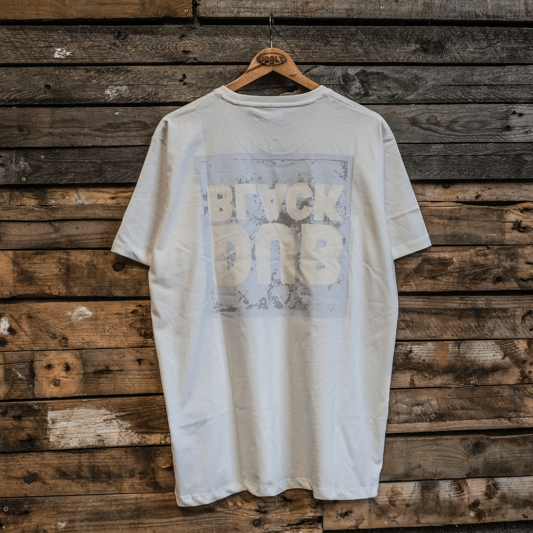 Uggly and Co Black Dub Poster Tee – White Heavyweight Cotton T-Shirt