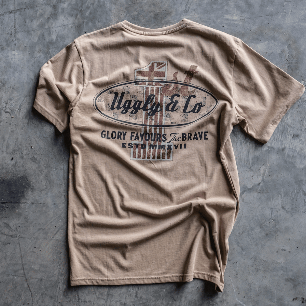 Uggly & Co Caramel Stone Graphic Tee – 100% Cotton Vintage Style T-Shirt