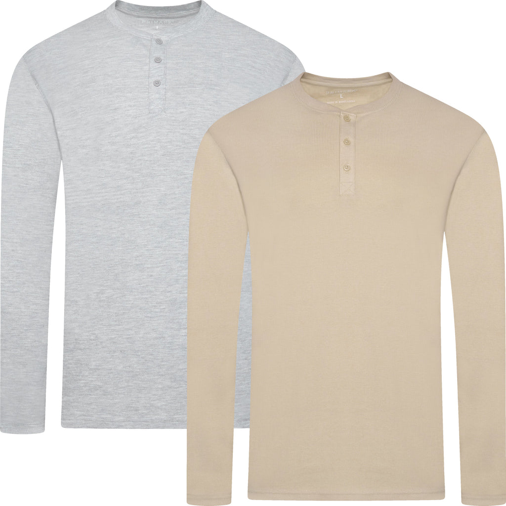 Henley Waffle Knit Long Sleeve Top