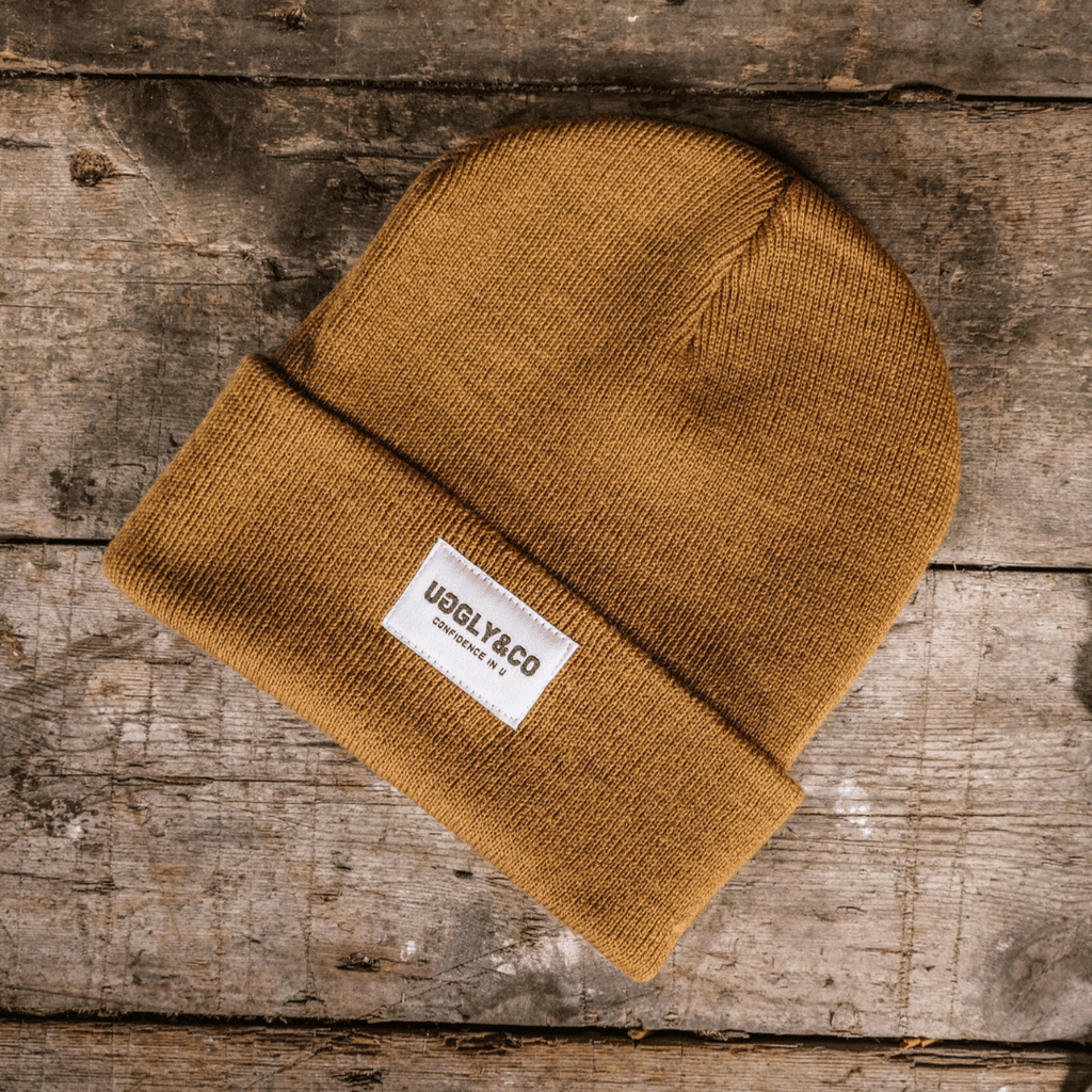 Mustard Beanie – Uggly and Co Recycled Knit Fisherman Cuffed Beanie