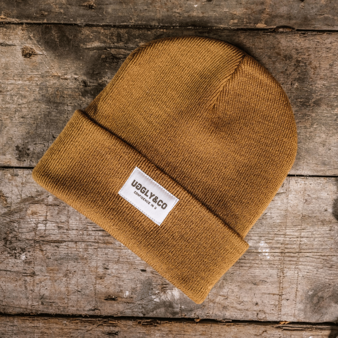 Mustard Beanie – Uggly and Co Recycled Knit Fisherman Cuffed Beanie