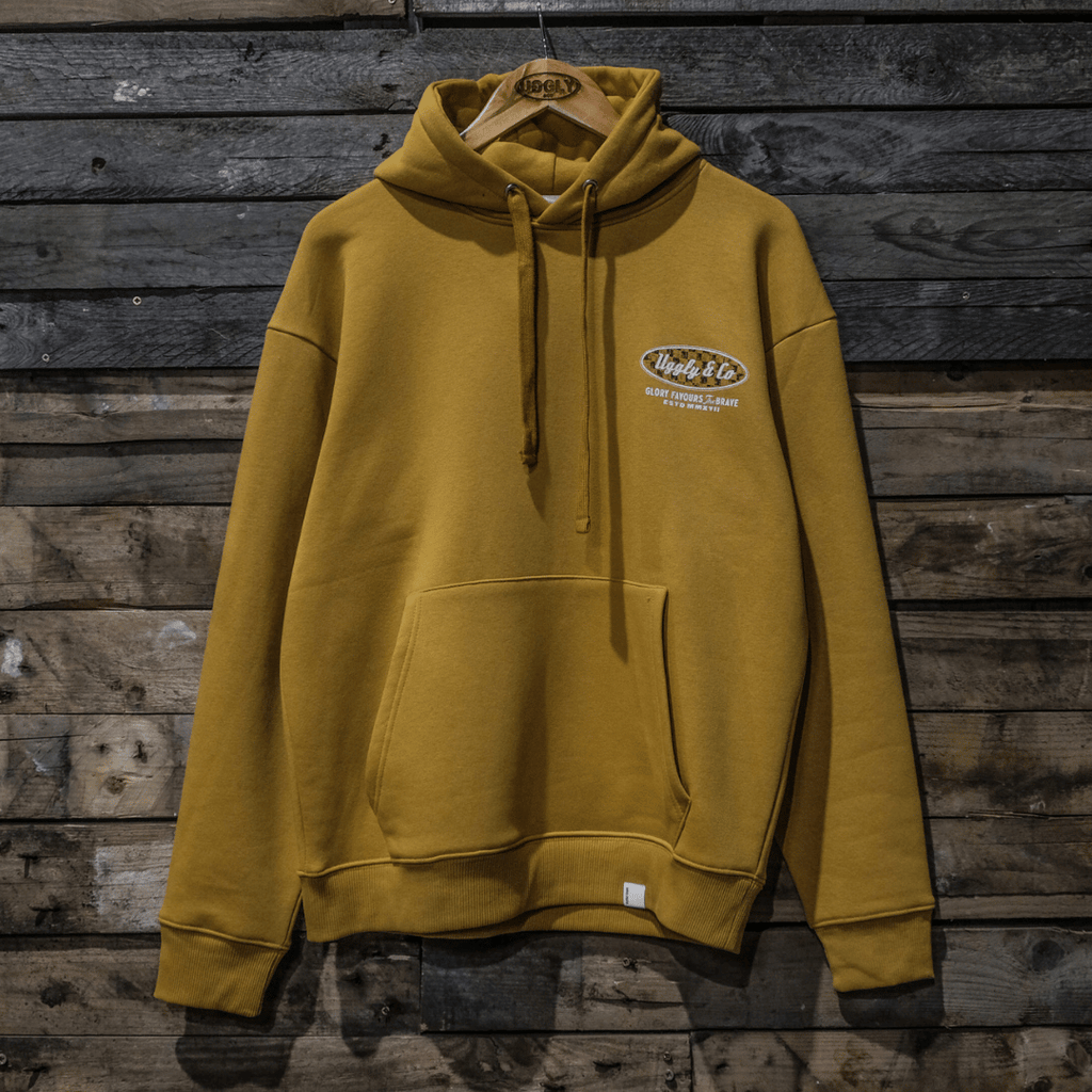 Uggly & Co Mustard No.1 Graphic Hoodie | Cotton Biker Racing Apparel