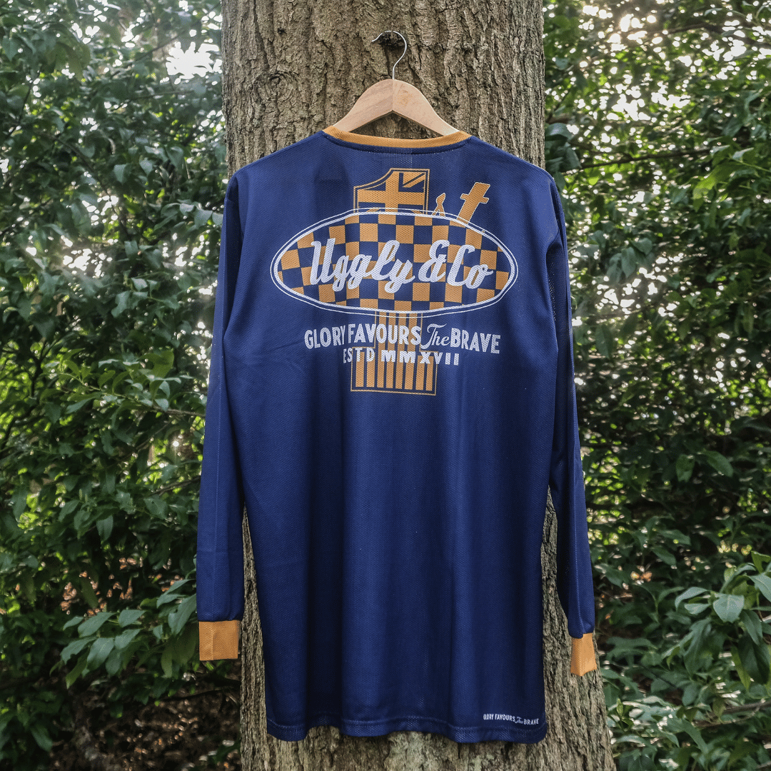 Uggly&Co Blue & Yellow Vintage Motocross Jersey – Breathable Mesh