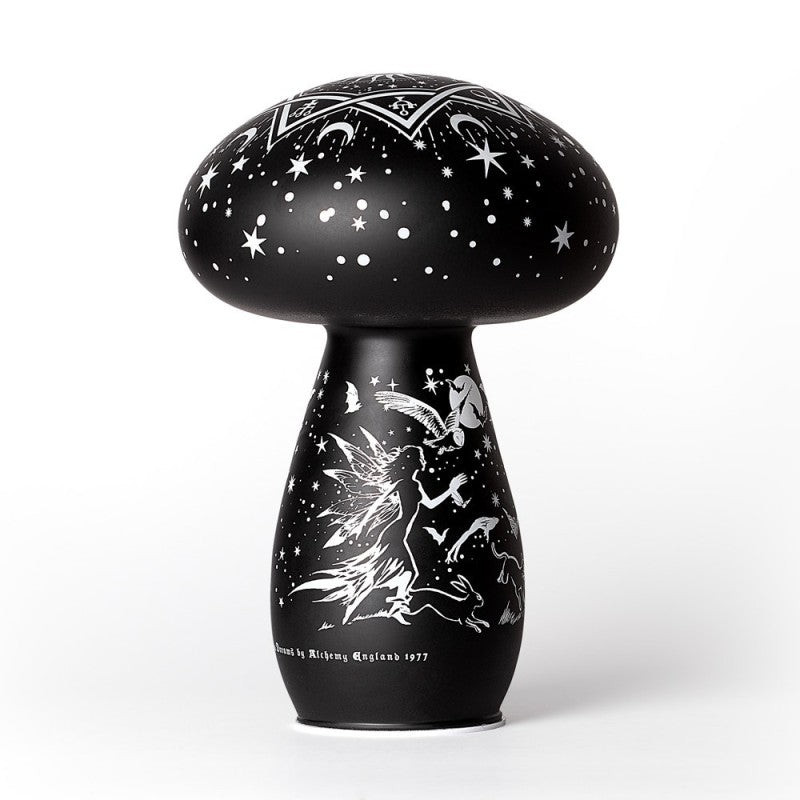 Alchemy Gothic Mycelia Dreams Toadstool Lamp - Etched Black Glass LED