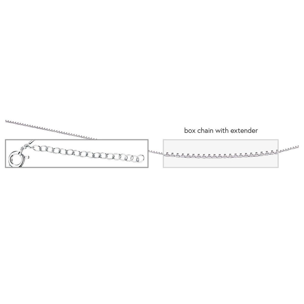 Gecko Jewellery Sterling Silver Box Chain Necklace with Extender