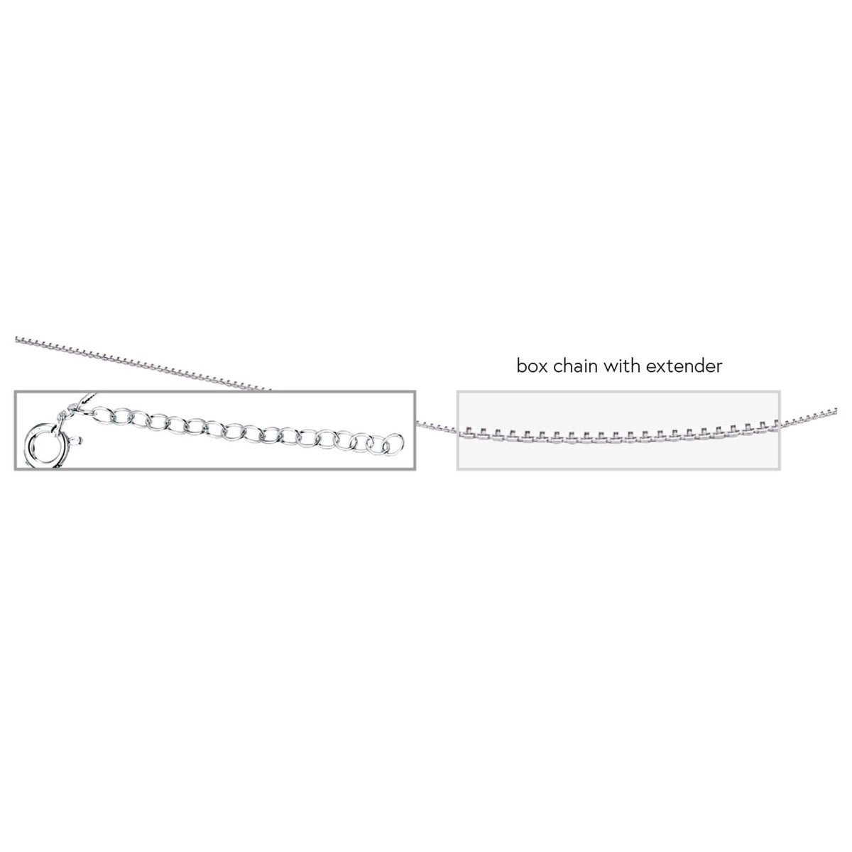 Gecko Jewellery Sterling Silver Box Chain Necklace with Extender