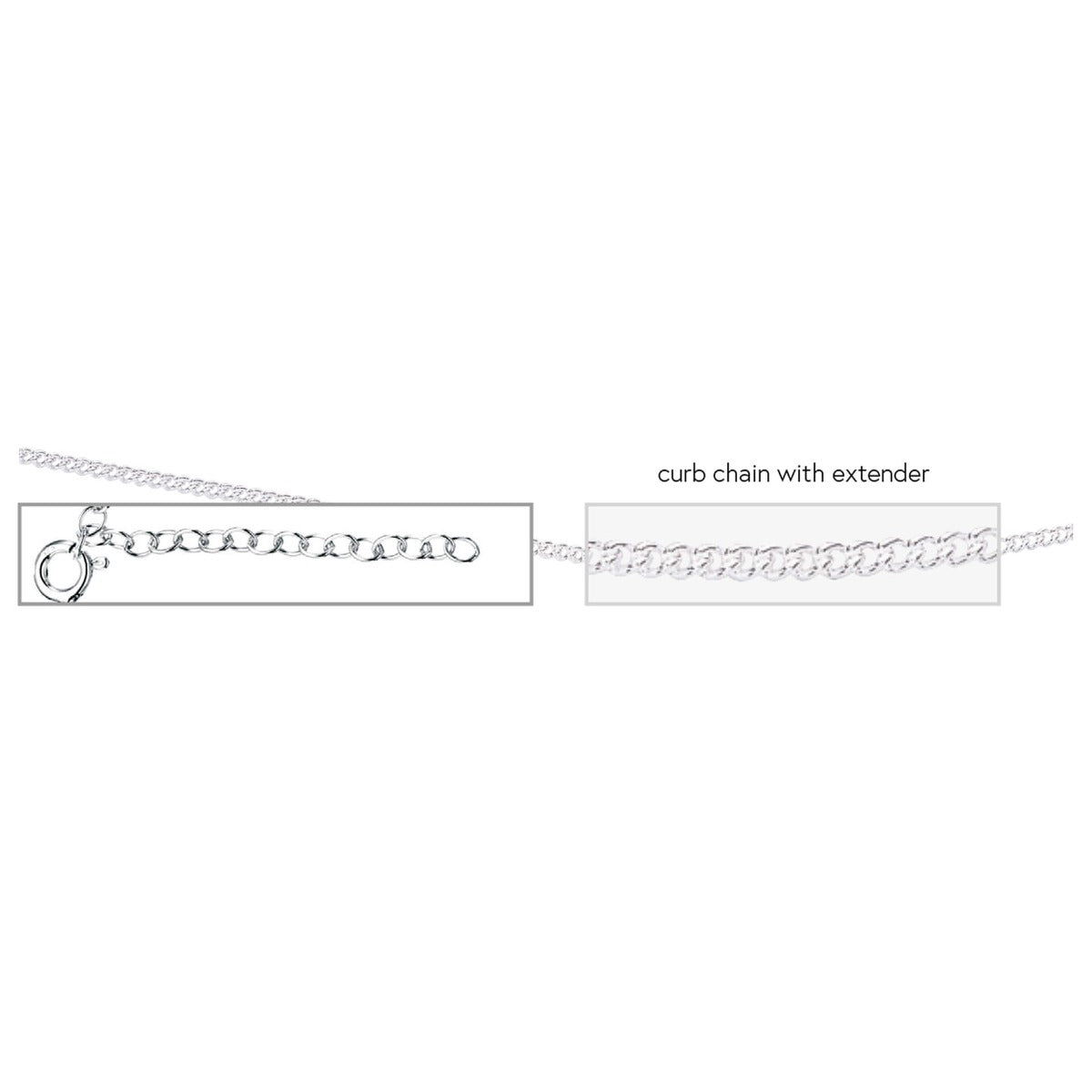 Sterling Silver Curb Chain with Extender | Gecko Jewellery Retail