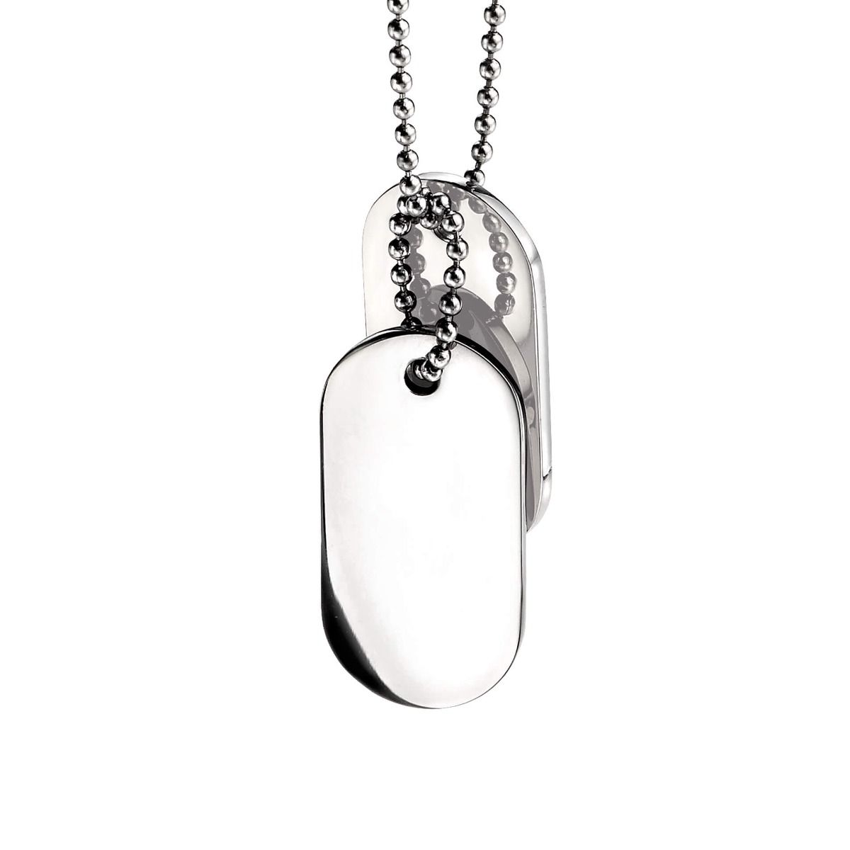 Gecko Jewellery Double Oval Dog Tag Necklace | Polished Stainless Steel