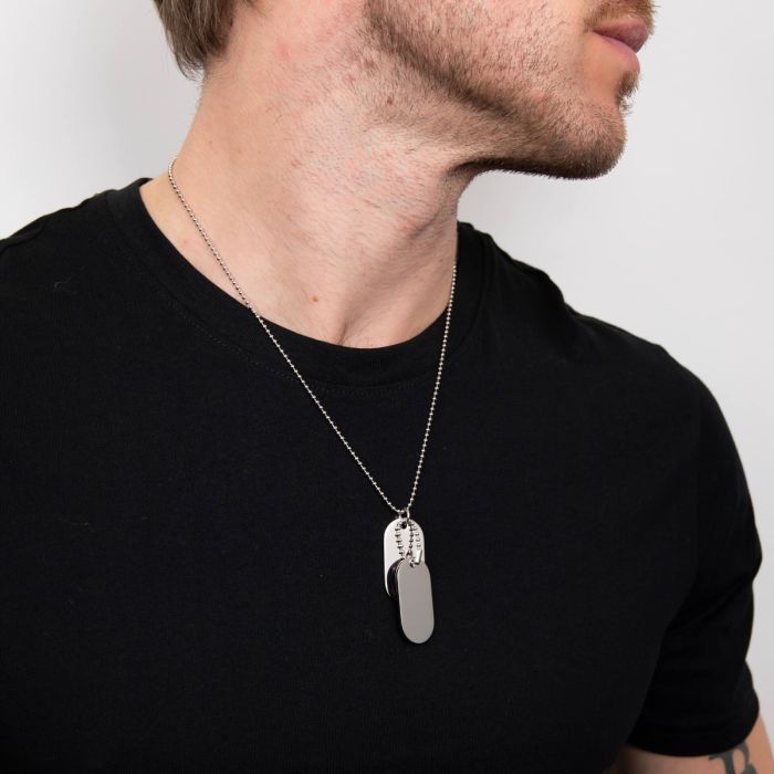 Gecko Jewellery Double Oval Dog Tag Necklace | Polished Stainless Steel