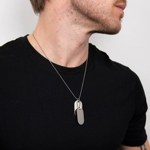 Gecko Jewellery Double Oval Dog Tag Necklace | Polished Stainless Steel