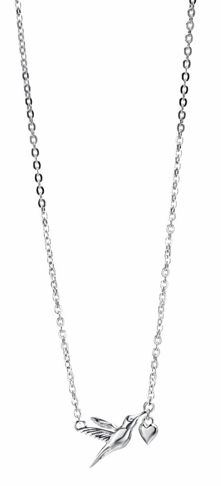 Hummingbird Heart Necklace in Sterling Silver by Gecko Jewellery