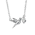Hummingbird Heart Necklace in Sterling Silver by Gecko Jewellery