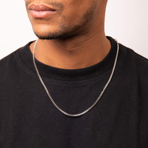 Gecko Jewellery Diamond Cut Curb Chain Necklace | Stainless Steel 55cm