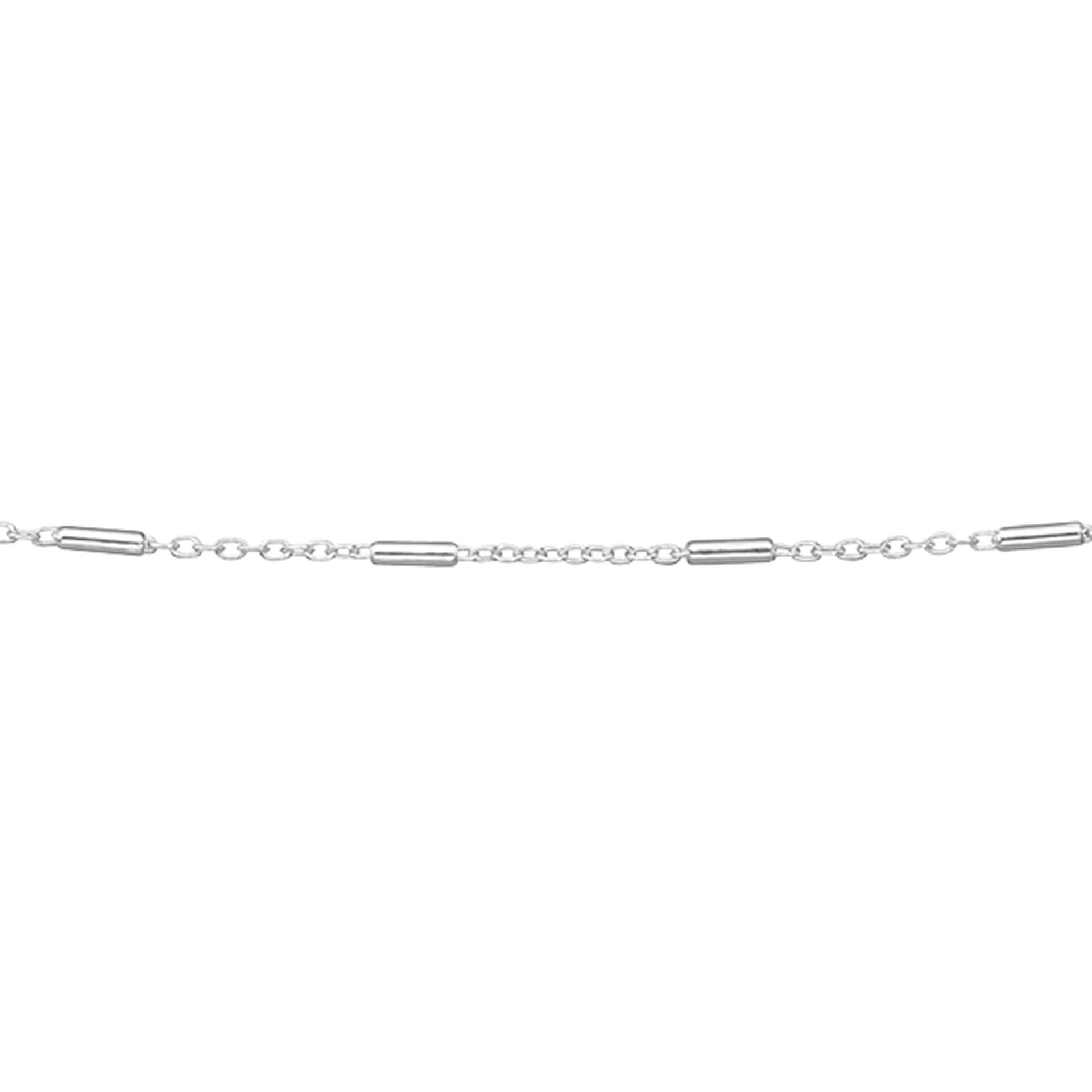 Gecko Sterling Silver Oval Link Trace and Cylinder Chain Necklace, 46cm