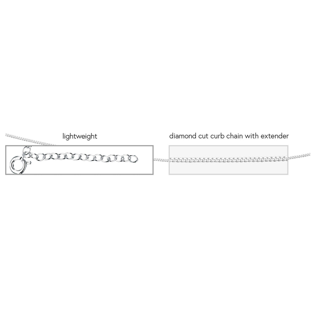 Gecko Jewellery Diamond Cut Curb Chain Necklace with Extender