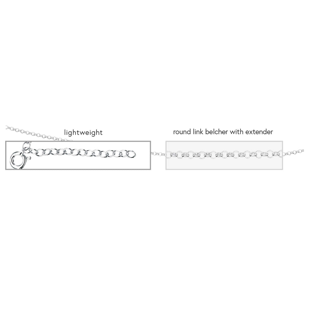 Gecko Jewellery Sterling Silver Round Link Belcher Chain – 41cm-46cm