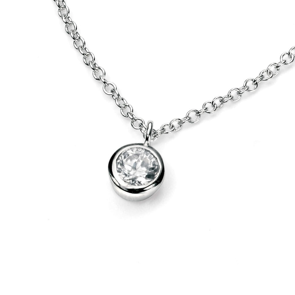 Gecko Jewellery Solitaire Necklace – Cubic Zirconia 41-46cm Chain