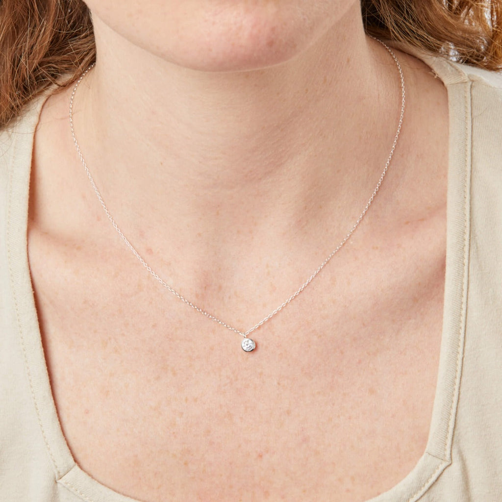 Gecko Jewellery Solitaire Necklace – Cubic Zirconia 41-46cm Chain