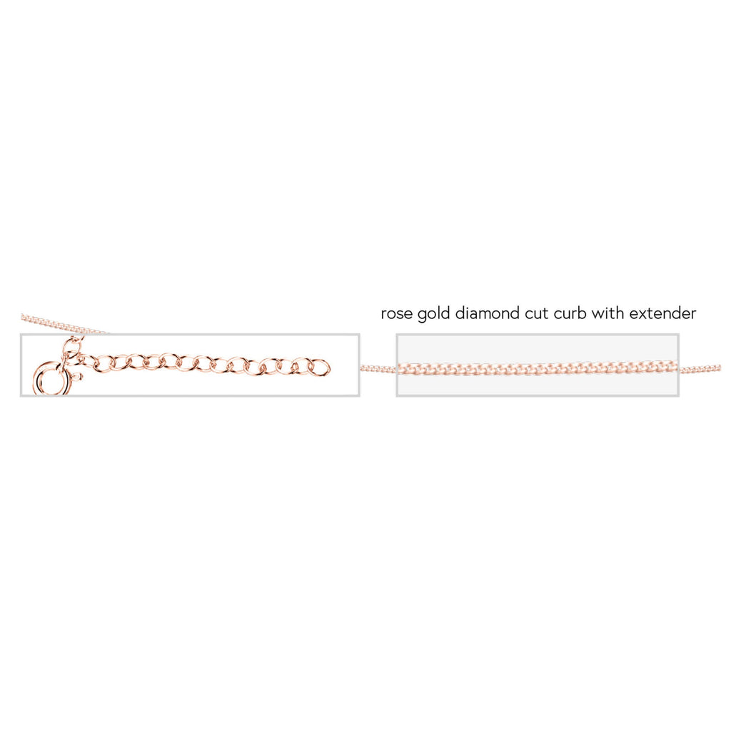 Gecko Jewellery Diamond Cut Curb Chain Necklace with Extender