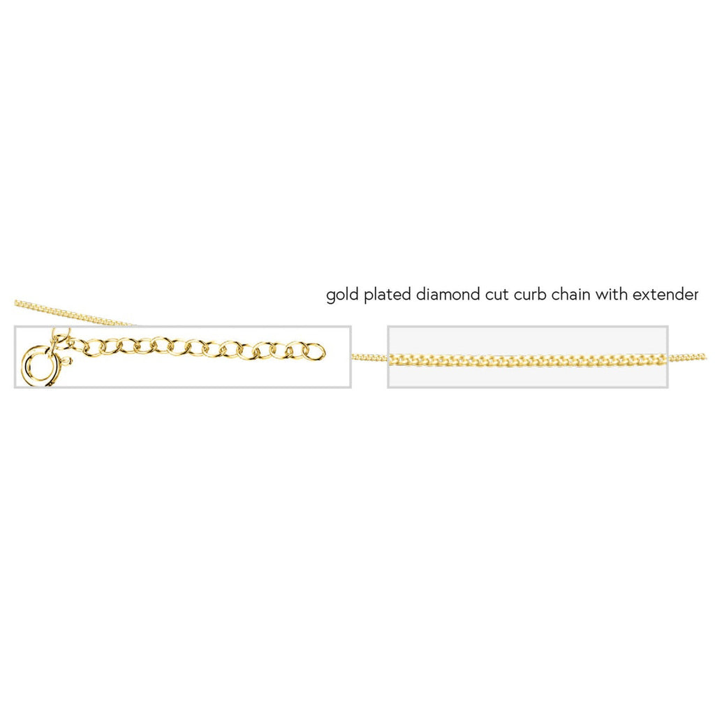 Gecko Jewellery Diamond Cut Curb Chain Necklace with Extender