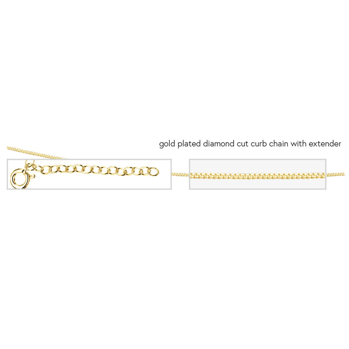 Gecko Jewellery Diamond Cut Curb Chain Necklace with Extender