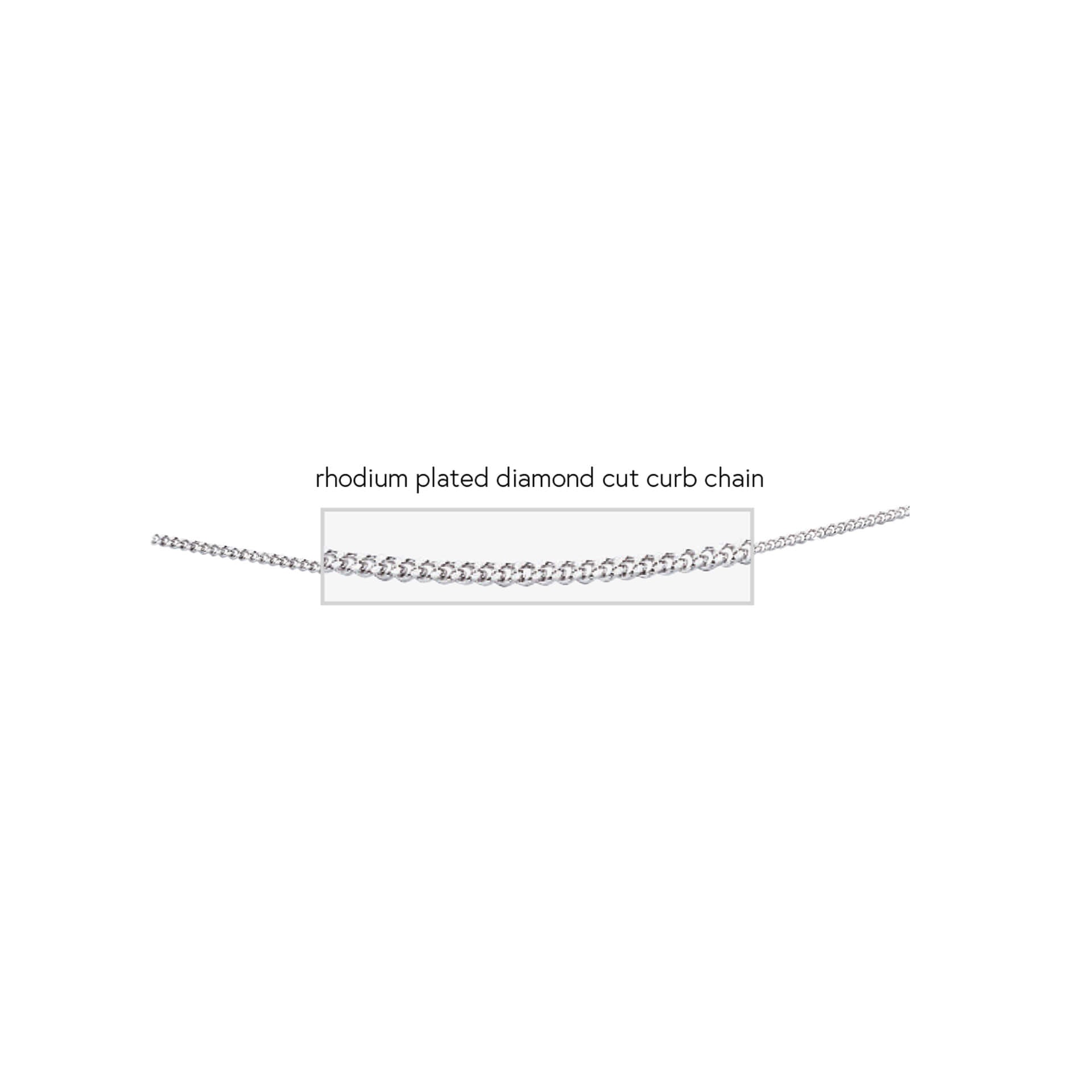 Gecko Jewellery Rhodium Plated Sterling Silver Diamond Cut Curb Chain 51cm