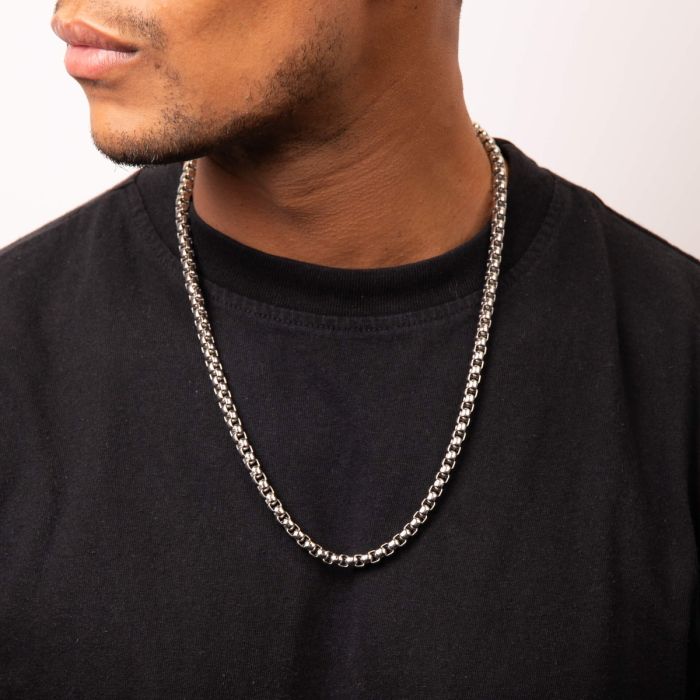Gecko Jewellery Large Belcher Link Chain Necklace – 60cm Stainless Steel