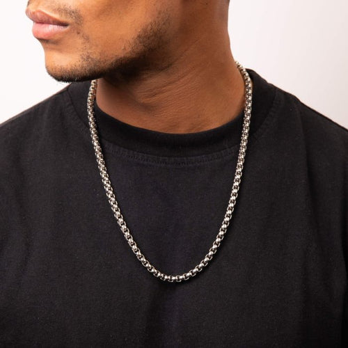 Gecko Jewellery Large Belcher Link Chain Necklace – 60cm Stainless Steel