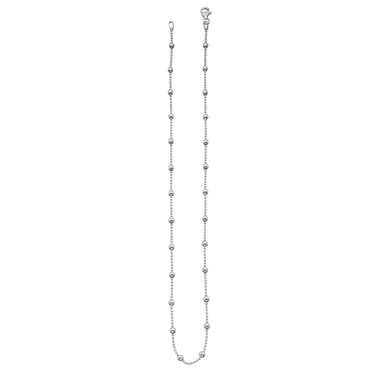 Gecko Jewellery Sterling Silver Multi Ball Station Chain Necklace