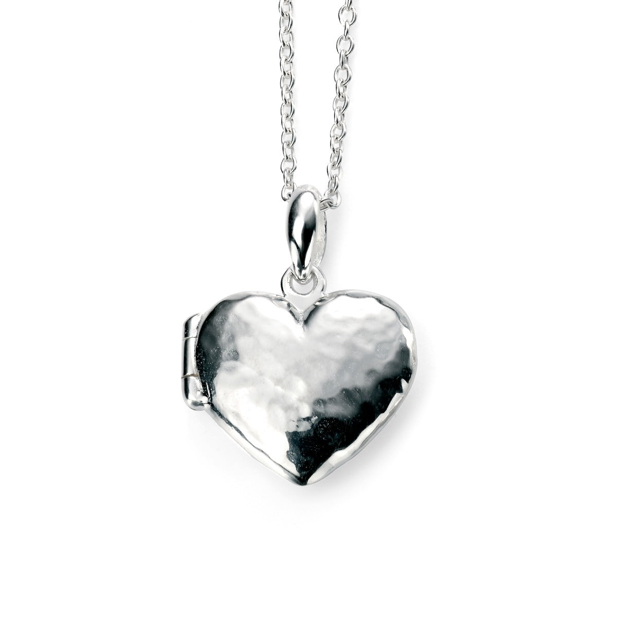 Gecko Jewellery 925 Sterling Silver Hammered Heart Locket Necklace