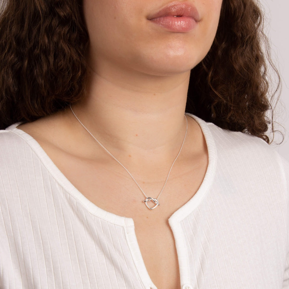 Gecko Jewellery Sterling Silver Pretzel Heart Necklace - 45cm Chain