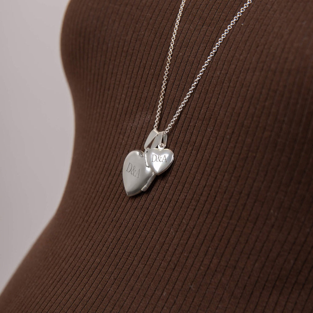 Large Sterling Silver Heart Locket Pendant by Gecko Jewellery Retail