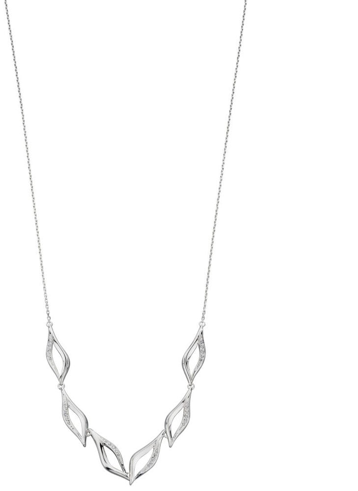 Gecko Jewellery Organic Ruffle Sterling Silver Cubic Zirconia Necklace