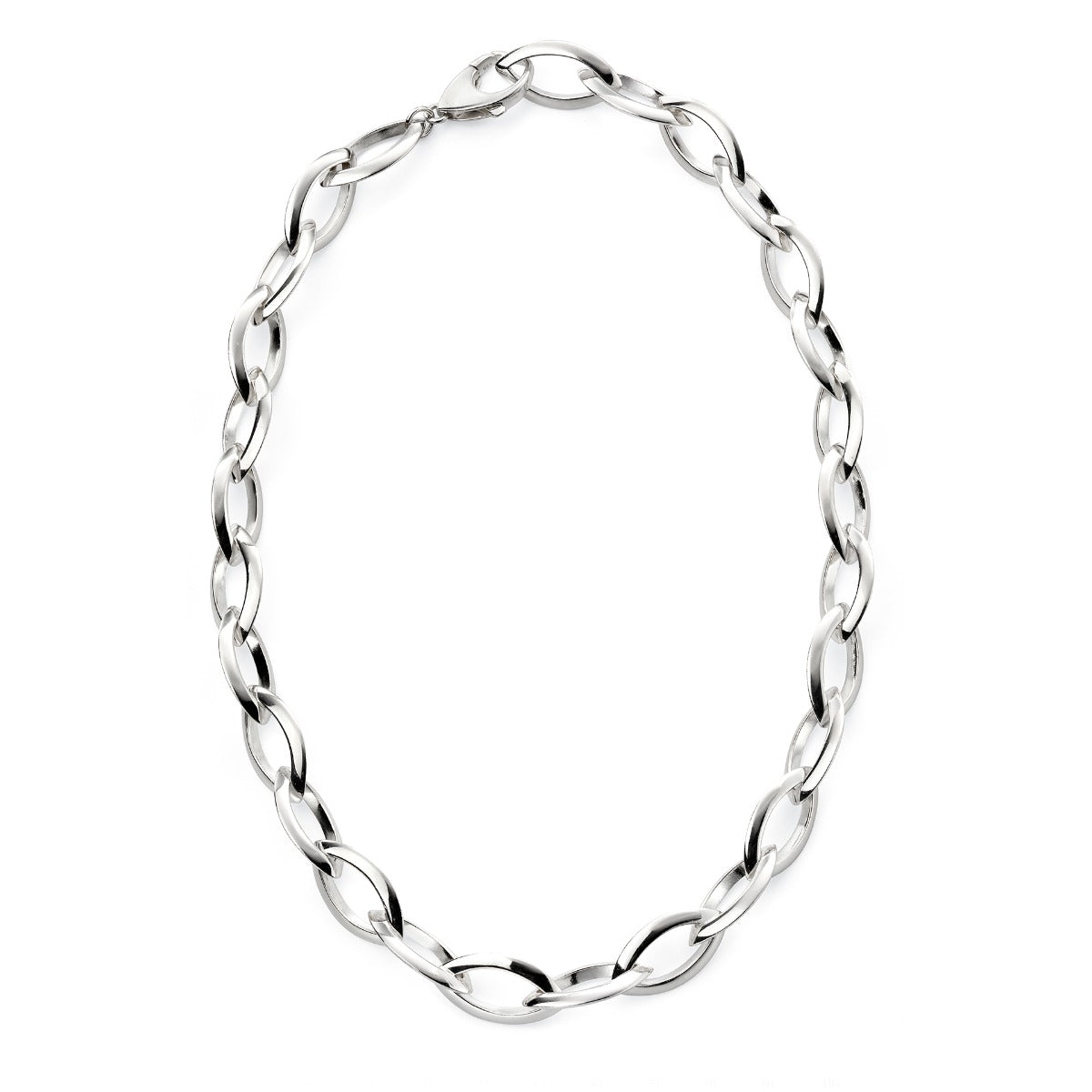 Gecko Jewellery Sterling Silver Marquise Link Chain Necklace – 48cm