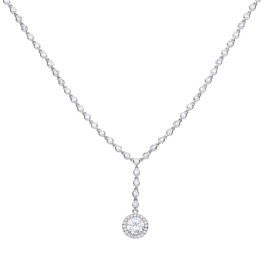 Diamonfire Pave Zirconia Drop Necklace | Sterling Silver 43cm